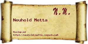 Neuhold Metta névjegykártya